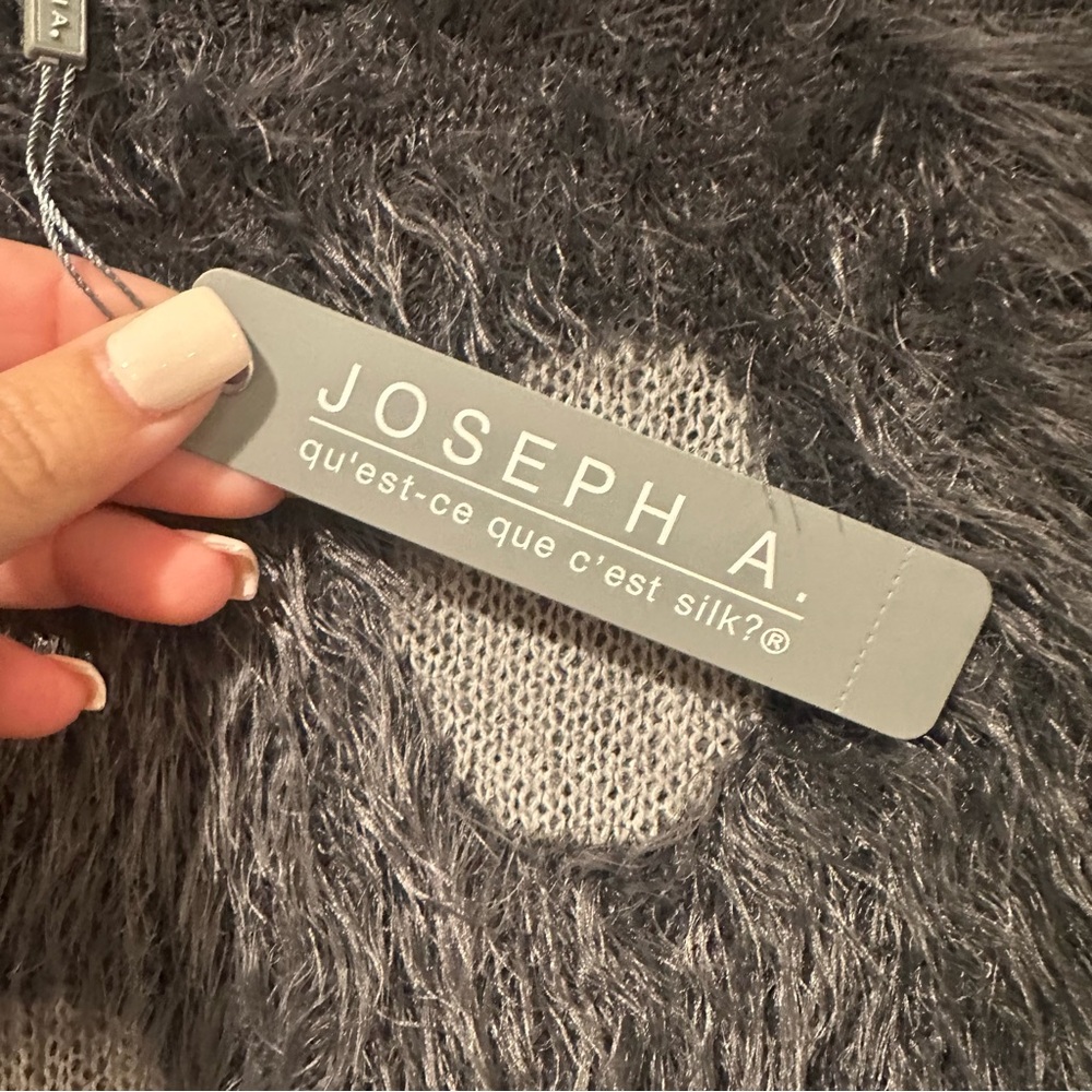 NWT Women’s Joseph A. Eyelash Sweater Crew Charcoal Dot Fuzzy Soft Pullover XL. - Picture 4 of 7